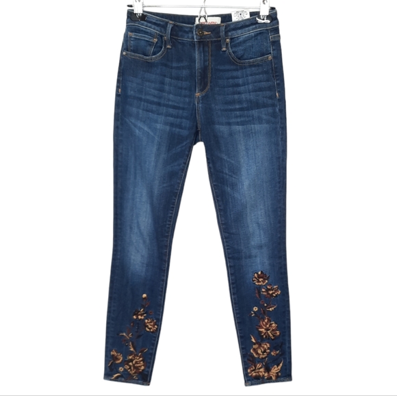 Driftwood Jackie Skinny Embroidered Jeans Mid Rise Stretch Womens Size 26W 28L - Picture 2 of 13